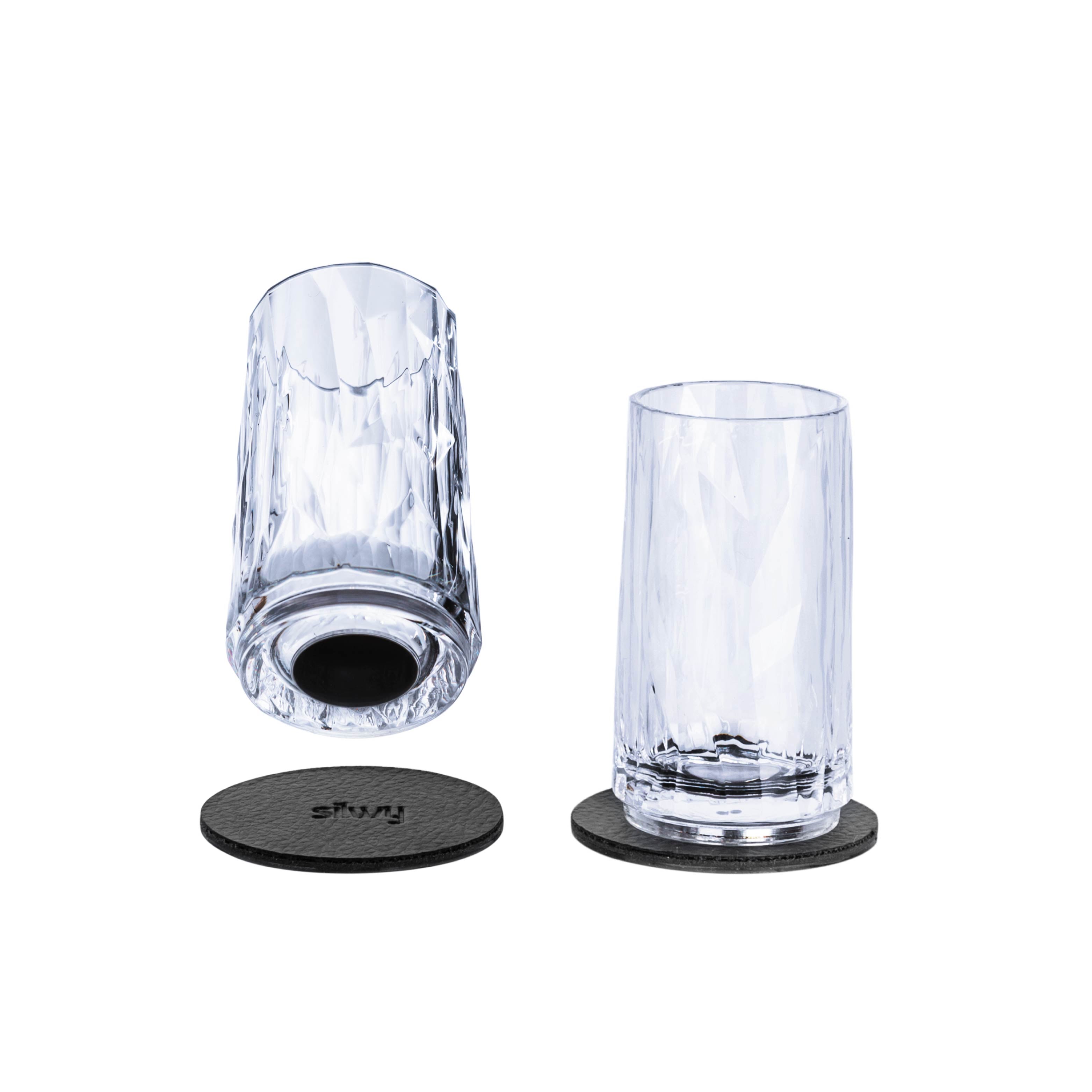 Piastra di ritaglio bicchieri magnetici in plastica in set da due con cuscinetti