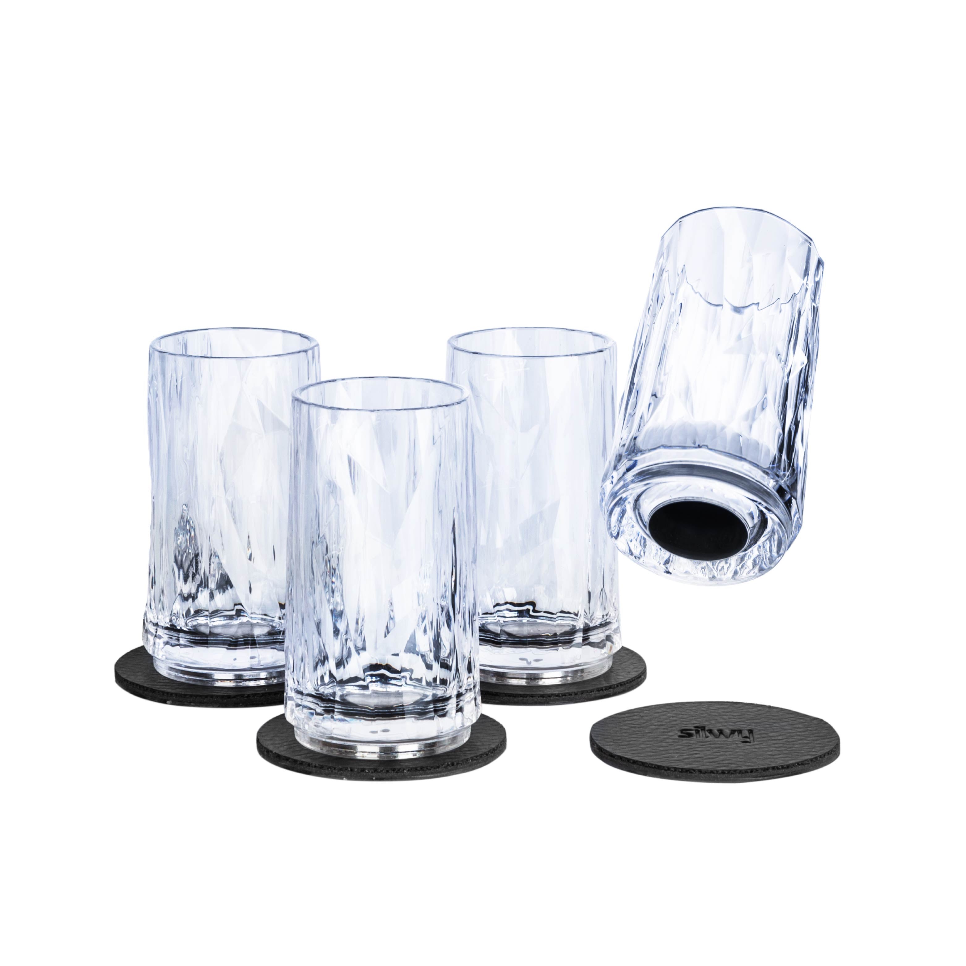 Bicchieri magnetici in plastica Shot con cuscinetti nano-gel in metallo neri abbinati 