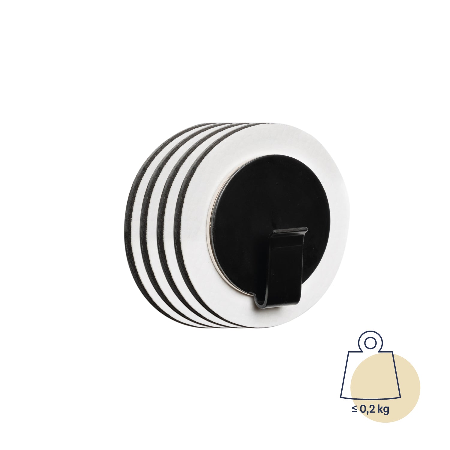 Gancio magnetico autoportante Clever con cuscinetti inclusi, per un peso massimo di 0,2 kg ciascuno.