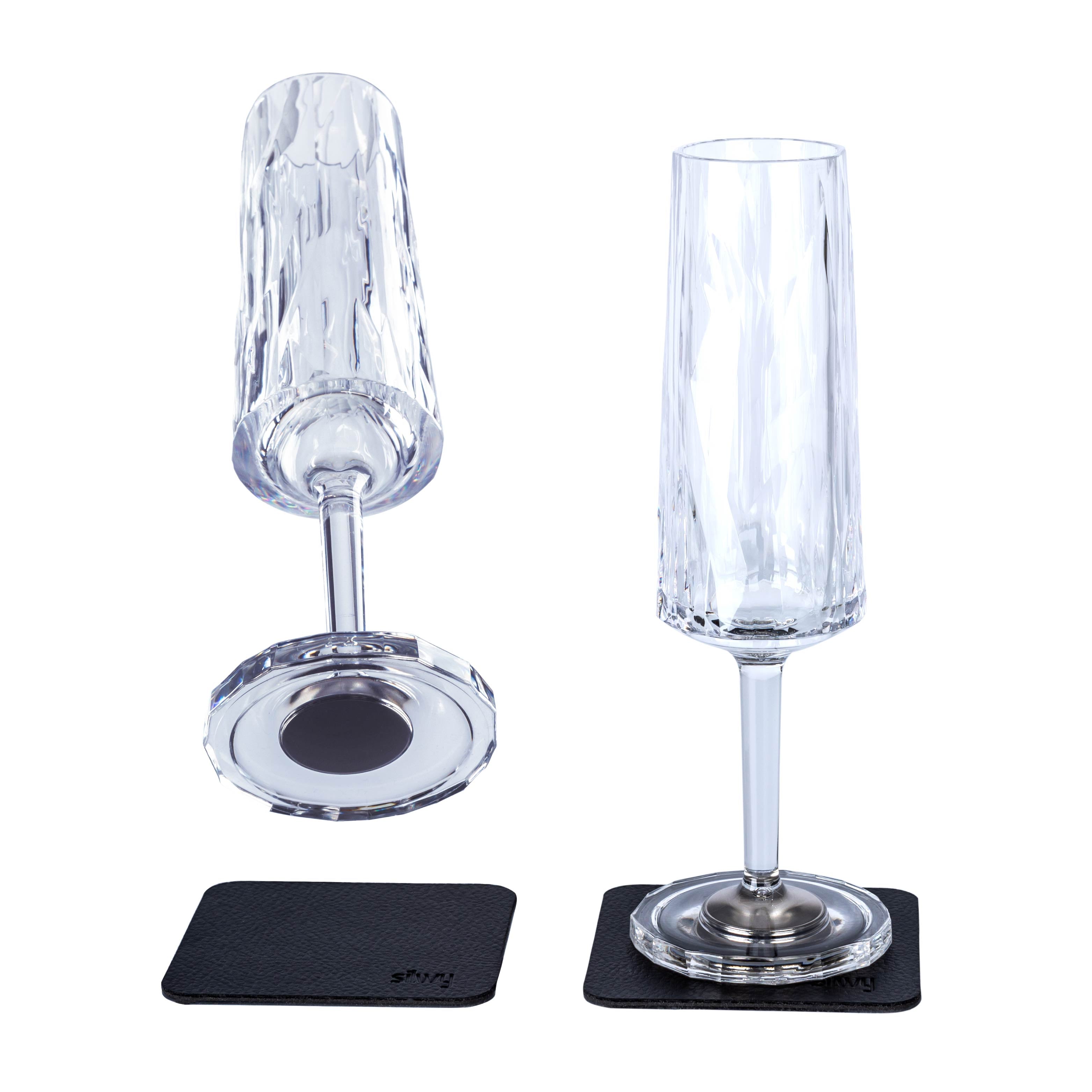 Bicchieri magnetici in plastica ritagliati, champagne sulle pastiglie