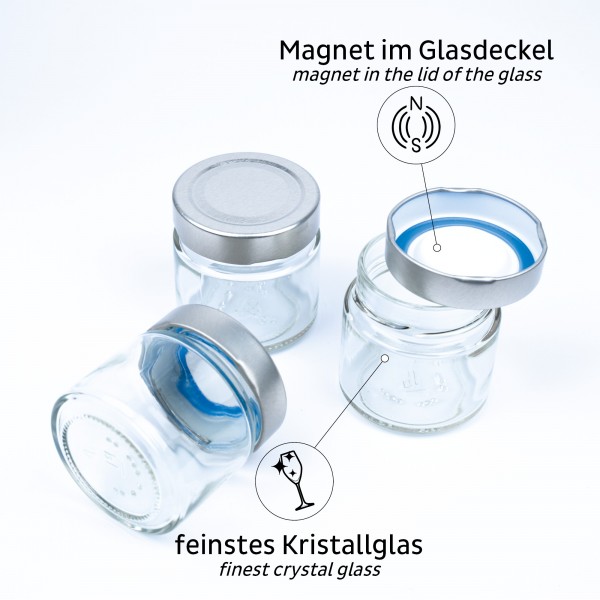 Feinkost-Magnetgläser WHITE &amp; CLASSY 125 ml