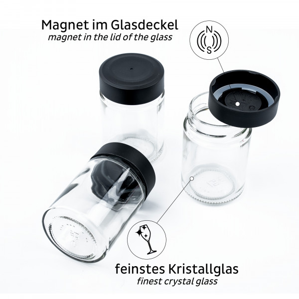Feinkost-Magnetgläser BLACK &amp; CLASSY 192 ml