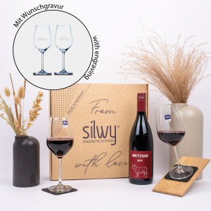 Scatola Regalo HERLICHE FRISCHE (vino) con Incisione Personalizzata